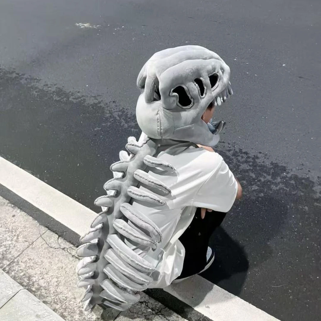 恐龙骨架搞怪恐龙头套装扮服饰毛绒玩具趣味整蛊创意玩具