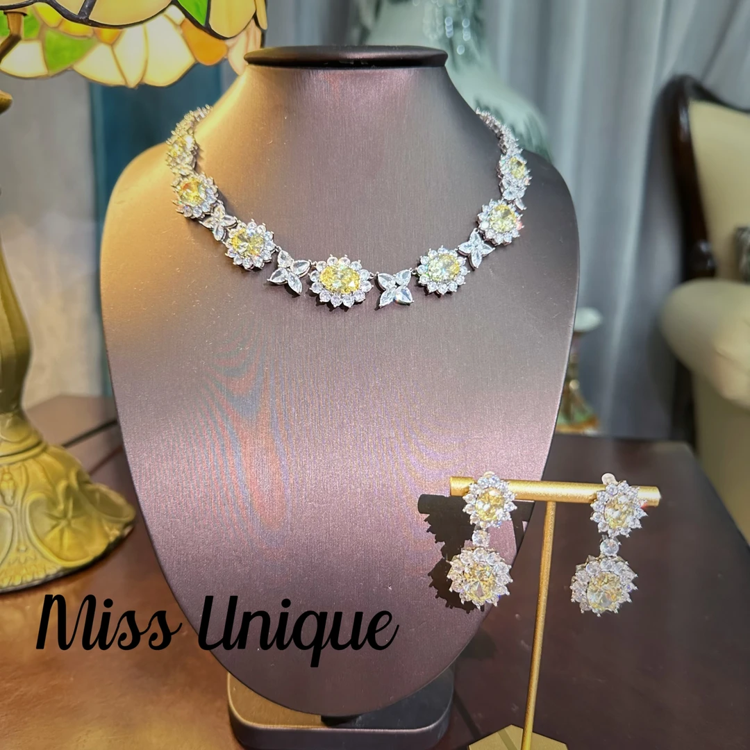 E8158 鹅黄椭圆项链套装