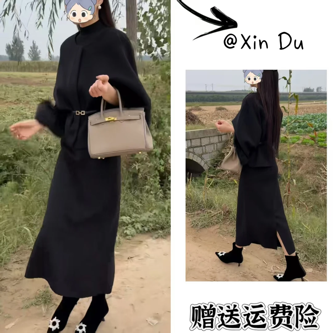 2025秋季新款时尚显瘦气质女士网红洋气两件套百搭款D23788