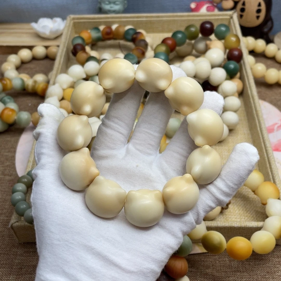 菩提根/象牙果吊坠23干磨牙果晕色猫头908