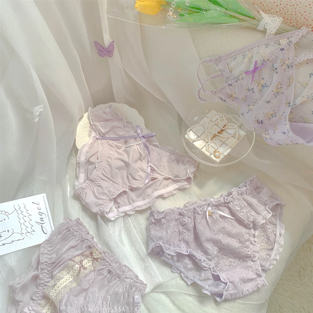 浪漫紫丁香系~女生日系性感纯欲镂空蕾丝少女紫色内裤女2025新款