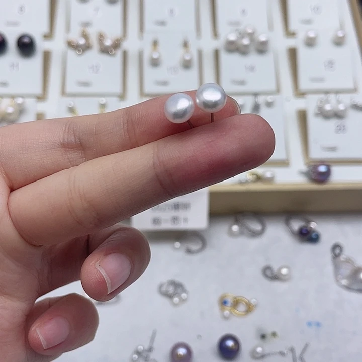 淡水珍珠耳饰银S925镶嵌飞*