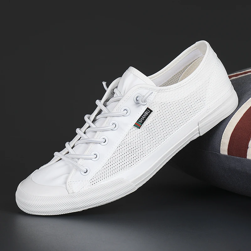 2025夏季透气网面男鞋一脚蹬懒人鞋低帮休闲板鞋薄款软底男士布鞋