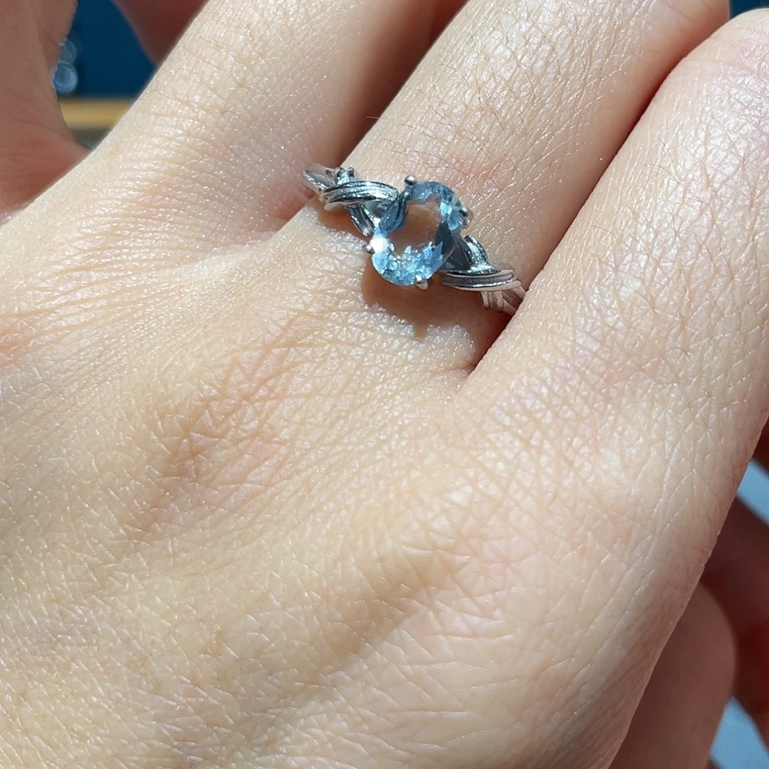 海蓝宝石戒圈银S925镶嵌