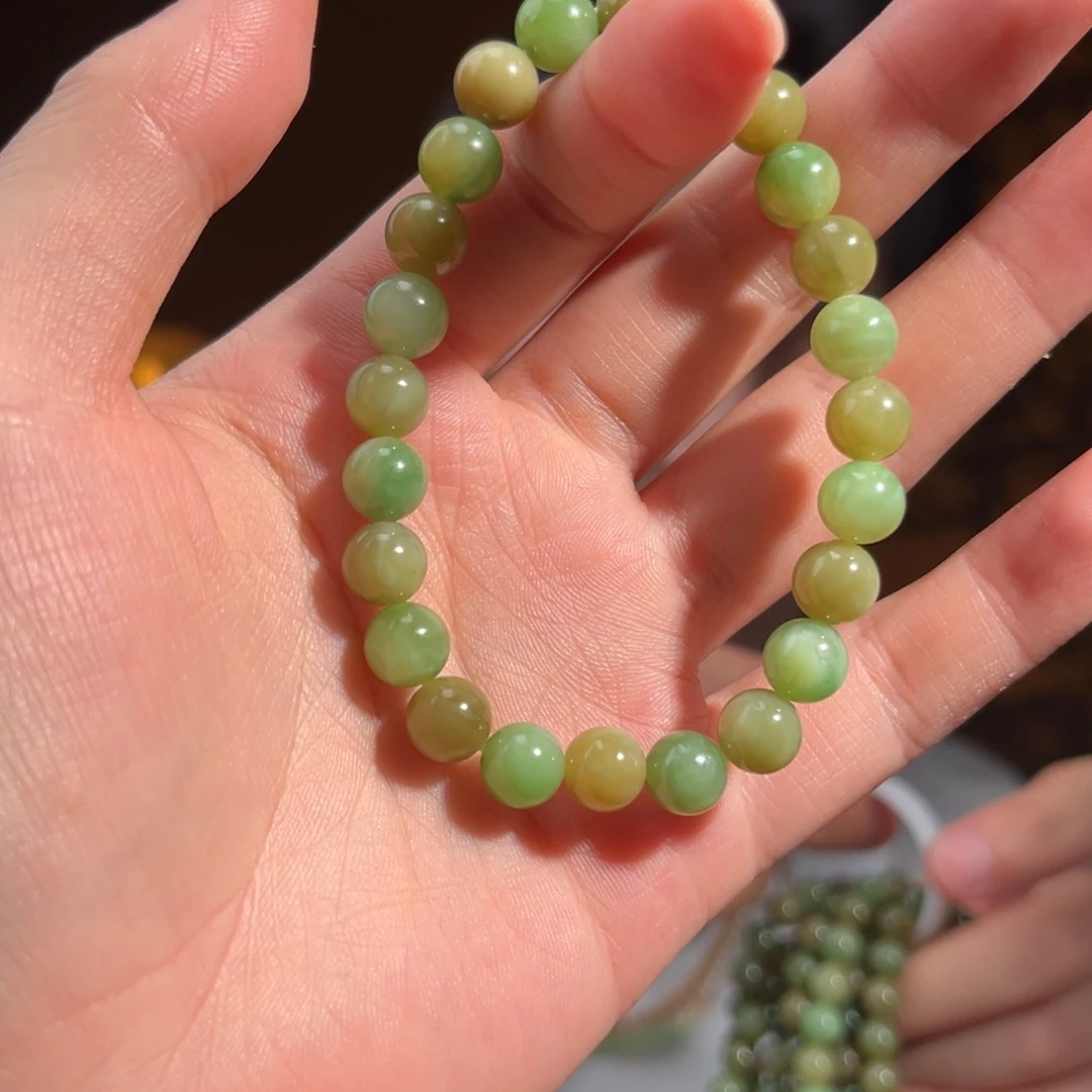 手串未镶嵌和田玉黑羊洞唐三彩8mm175