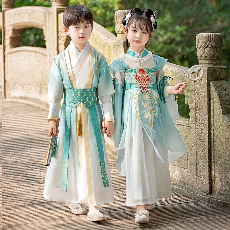 汉服男童2024新款女童秋款小学生古装国学服儿童古风唐装演出服夏