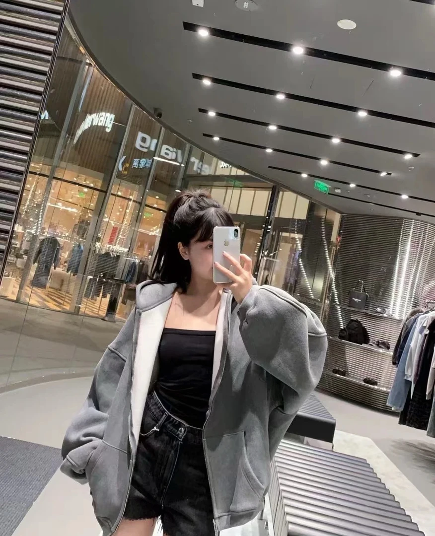 99新 ALEXANDER WANG 娜娜专属  24FW星星拉链卫衣外套 银灰色