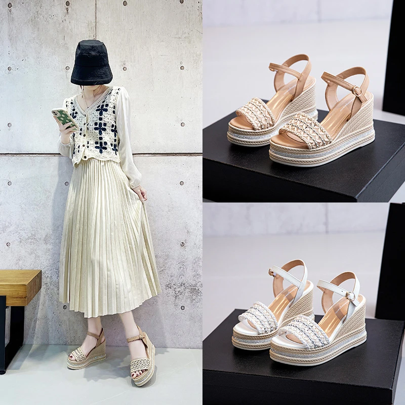 【夏日小香风】9CM高跟鞋2025韩版仙女松糕时尚百搭凉鞋女XBH3679