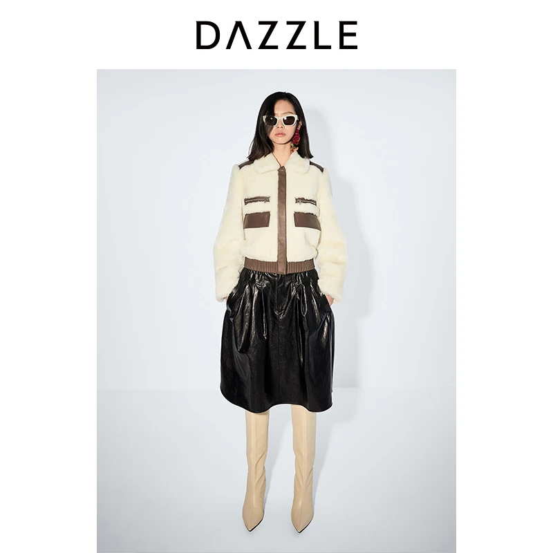 专选【上新】DAZZLE地素奥莱 半身裙24春装环保皮中长裙2I1S202
