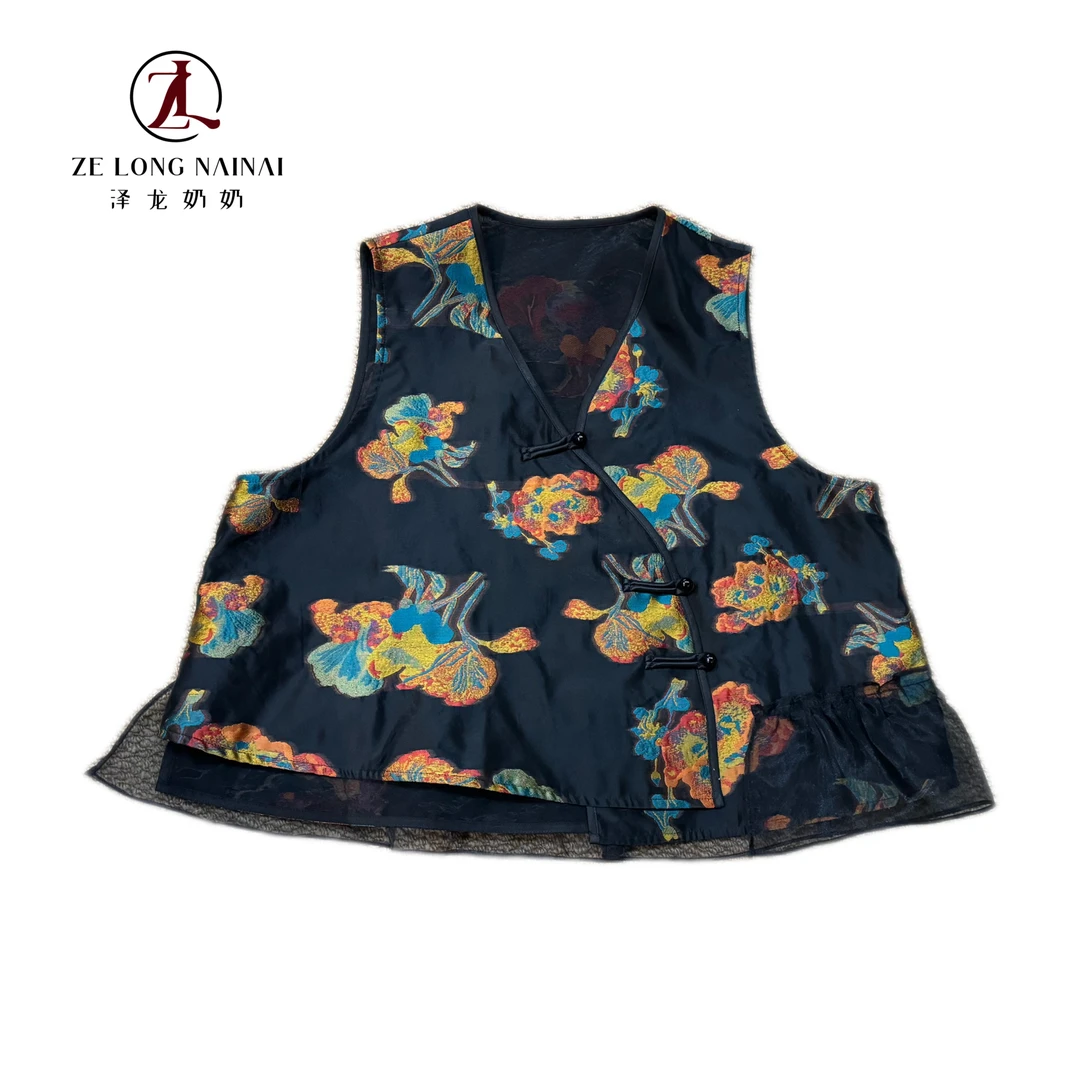 2556鸢尾花复古国潮夏季超薄绣花马夹