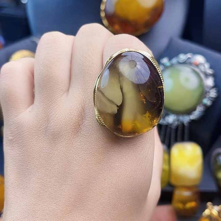 梁***咧琥珀银S925镶嵌裸石