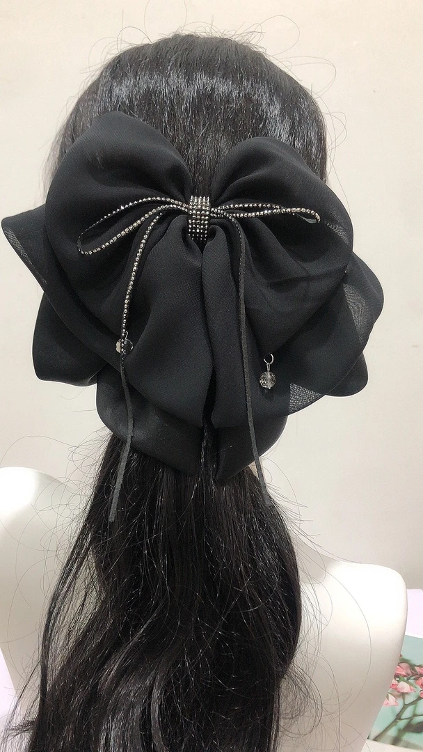 欧若风~2025新款发夹女蝴蝶结飘带抓夹女古风半扎盘发马尾夹发夹