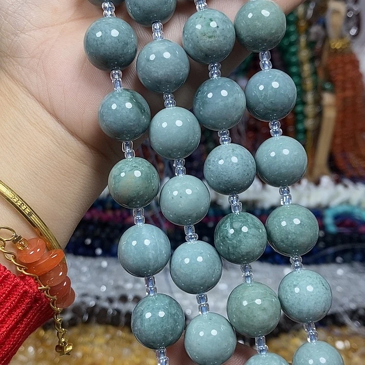 玛瑙/玉髓未镶嵌珠宝半成品天然蓝水翡翡卡14mm