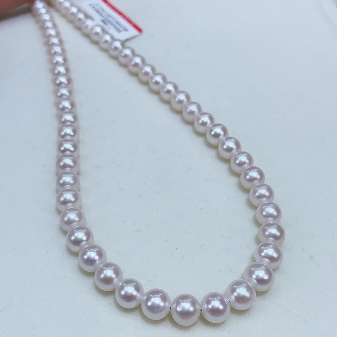 淡水珍珠7/8正圆镜面樱花粉干净细腻银S925镶嵌