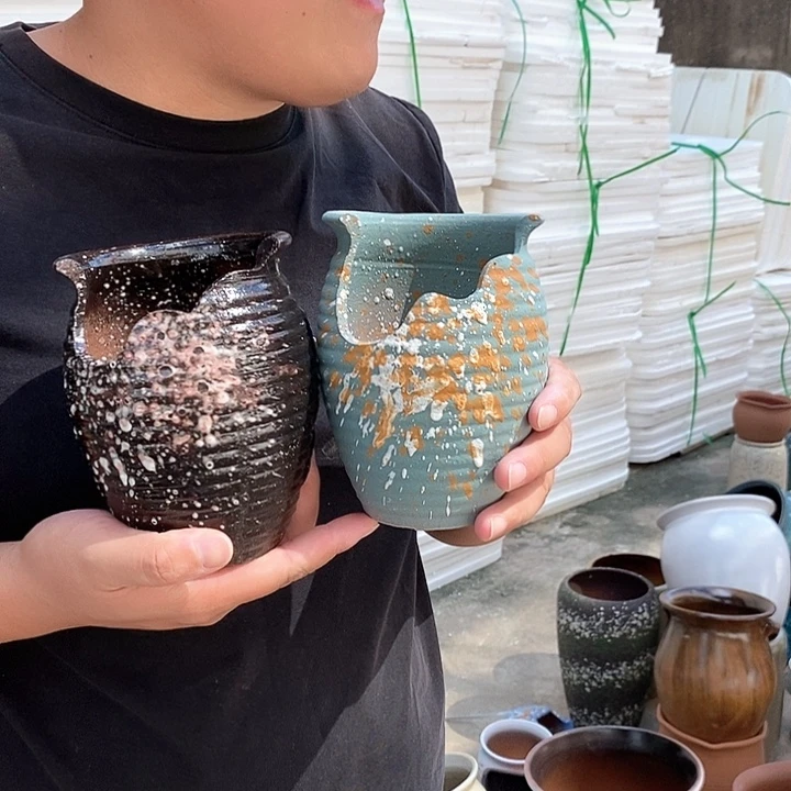 紫砂花盆口10高15瑕疵