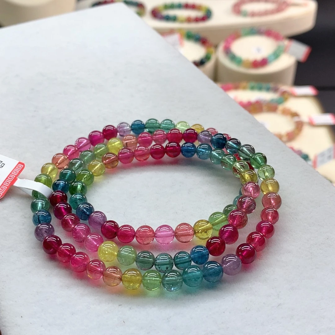 【闪购商品】手链未镶嵌碧玺艳丽彩虹多圈5.8