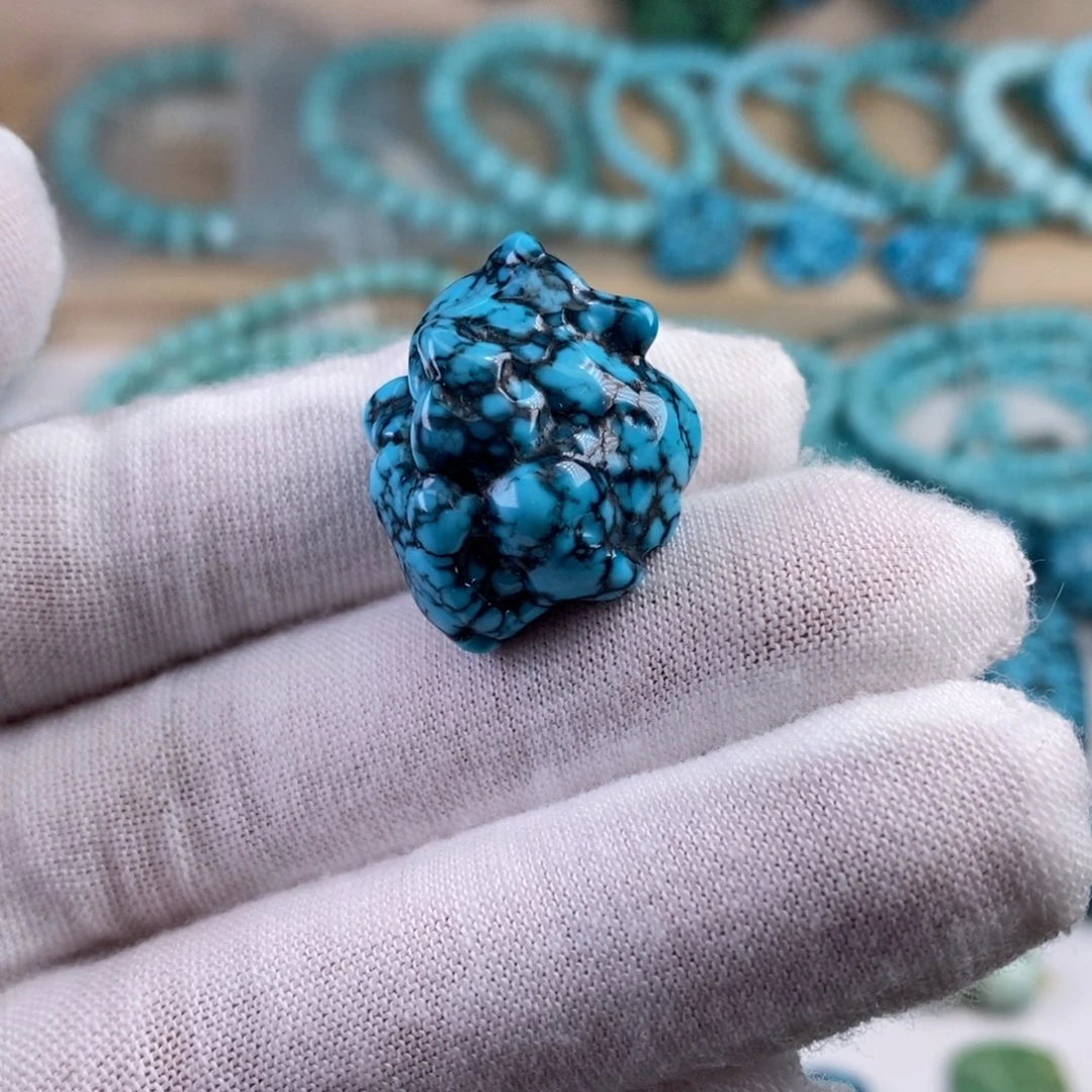 绿松石珠宝半成品未镶嵌高瓷蓝随形