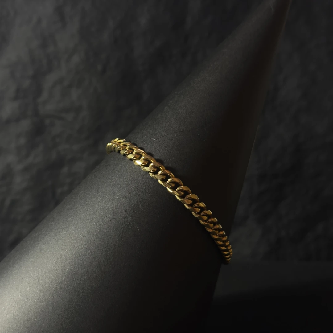 钛钢手链 TAND｜嘻哈古巴链18k镀金vintage小众轻奢饰品简约