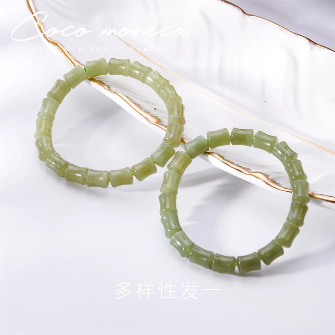 【小霞珠宝】和田玉手链竹节女款百搭手链手串AE852