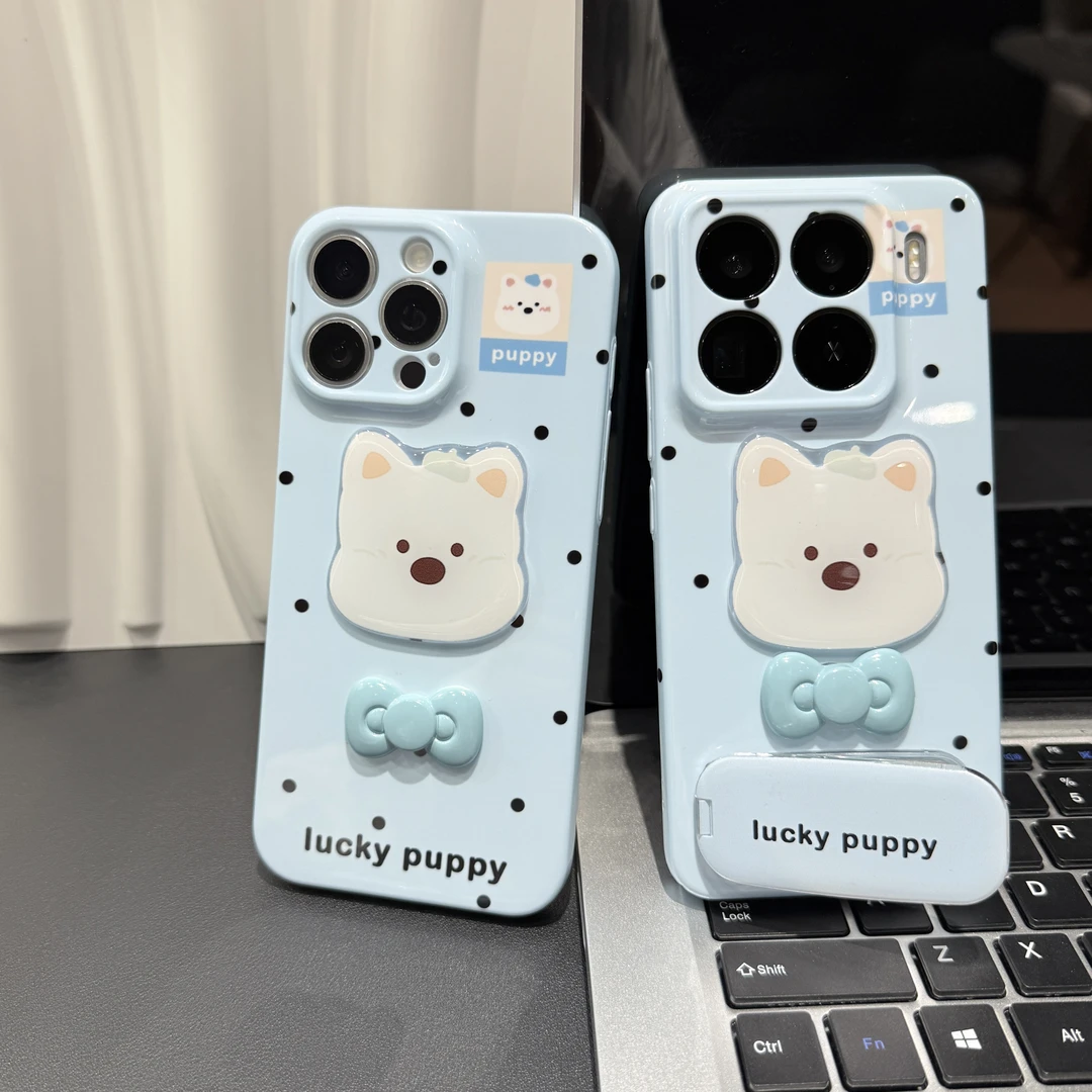 波点西高地适用苹果16/15promax支架菲林手机壳华为oppovivo小米