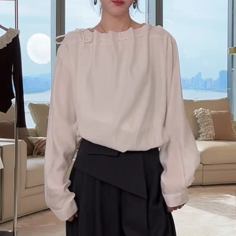 2025早秋新款韩系穿搭设计感长袖衬衫小众气质时尚百搭气质上衣女