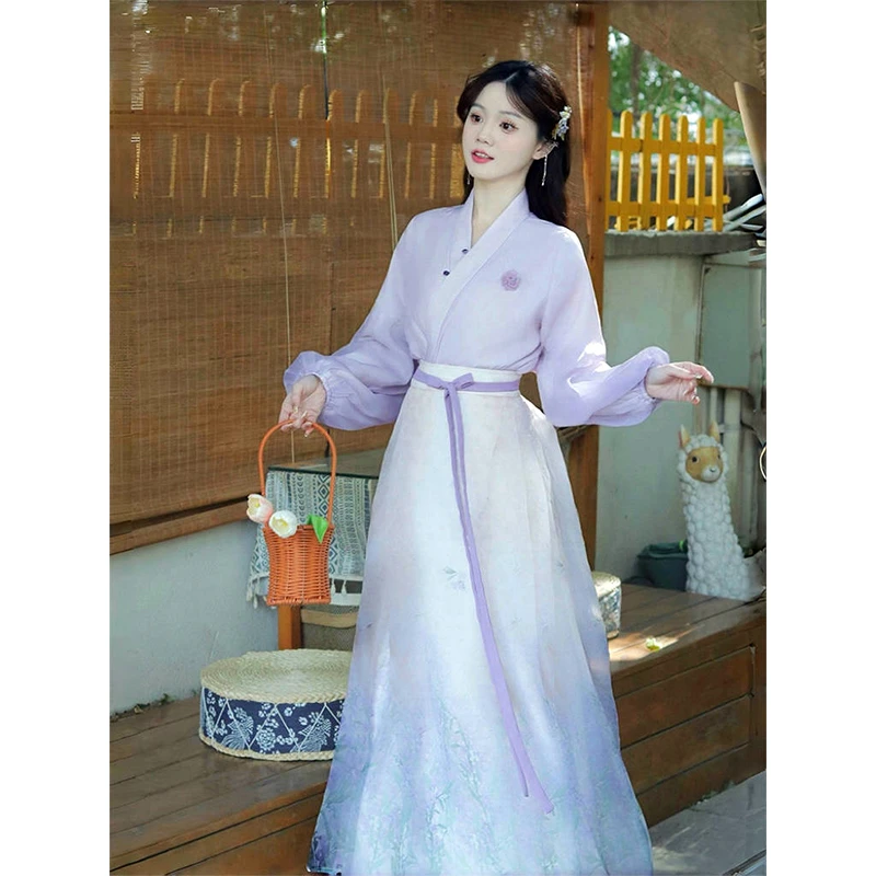 瑶西【陌上紫藤】汉服国风女装爆款2025春季新款民族风裙子两件套