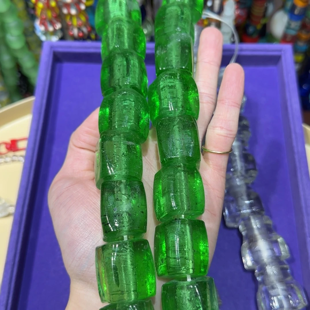 琉璃非金属21mm青苹果方块琉璃珠