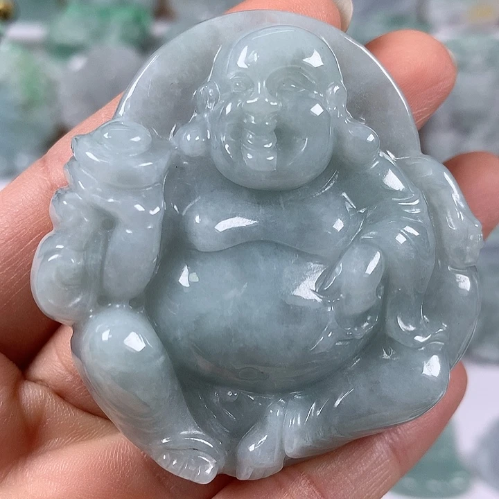 翡翠未镶嵌颈饰逍遥佛福利卡厚12.6