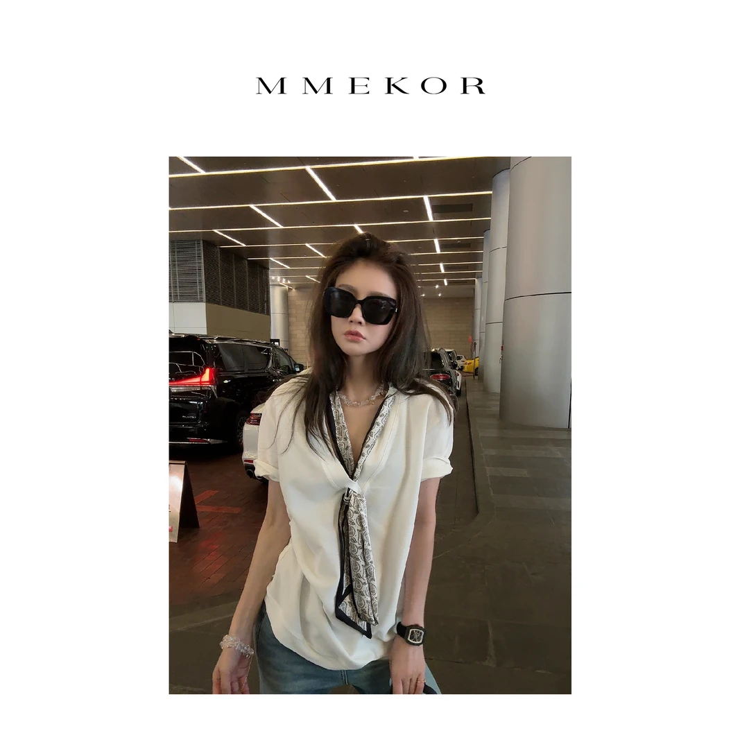 MMEKOR“阿佳妮”T恤 2025新款智性通勤休闲百搭短袖 89852