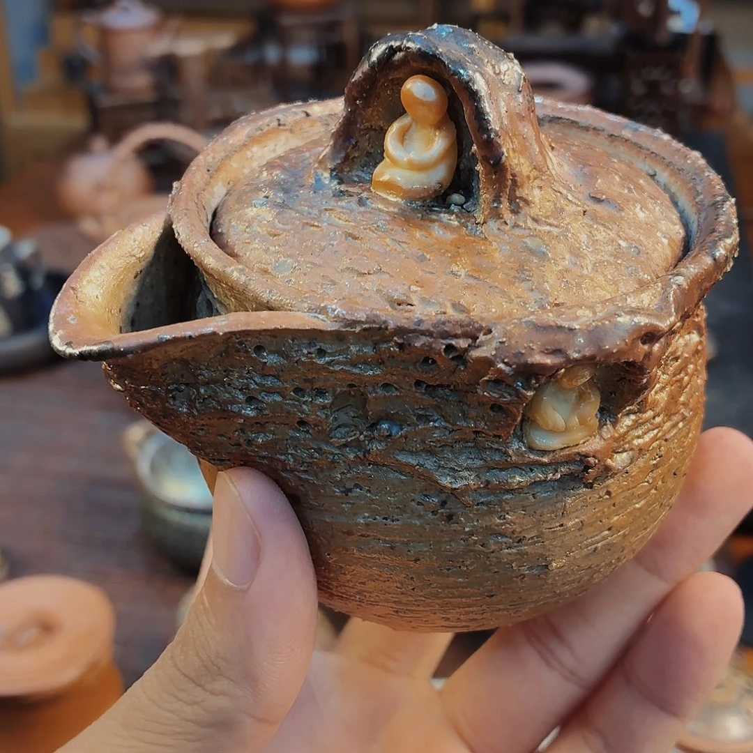 顽***鸟柴烧老岩泥高端茶器