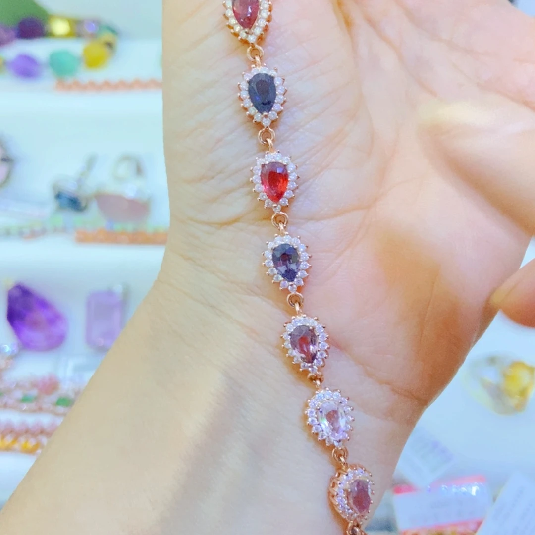 银S925镶嵌手链尖晶石