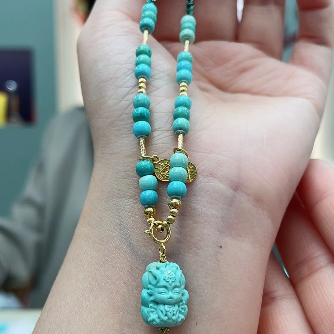 绿松石颈饰18K金镶嵌