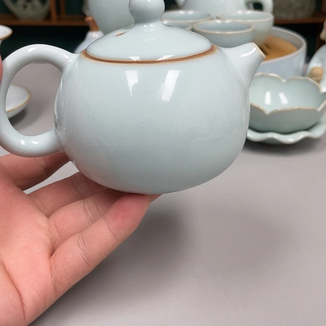 康***赵瓷天青色瑕张君老师西施壶