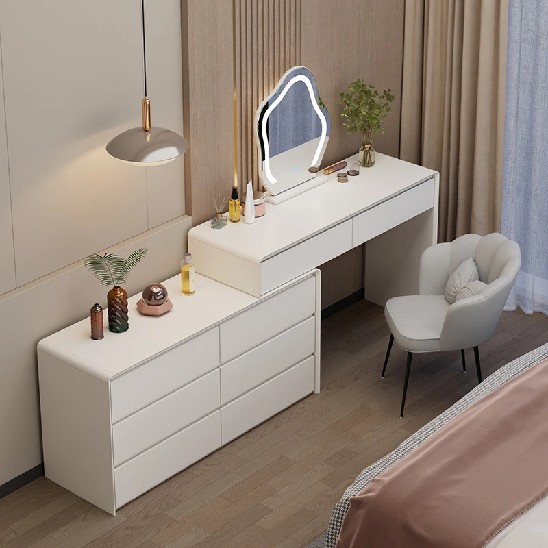 实木奶油风妆台卧室ins风网红化妆桌收纳抽屉小户型简约现代妆台
