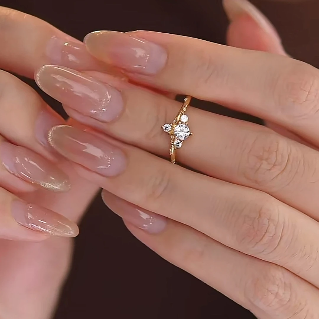 925银合成锆石戒指 法式气质时尚金色925银锆石戒指JZ2208