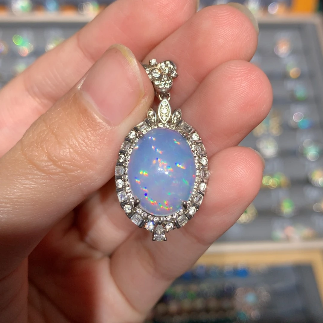 银S925镶嵌欧泊欧泊吊坠y