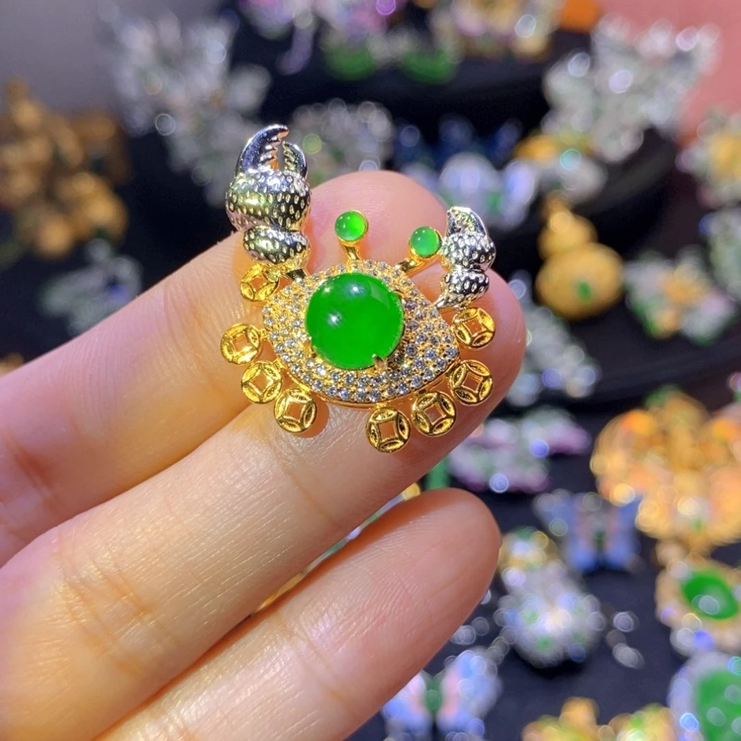 翡翠银S925镶嵌颈饰天然翡翠