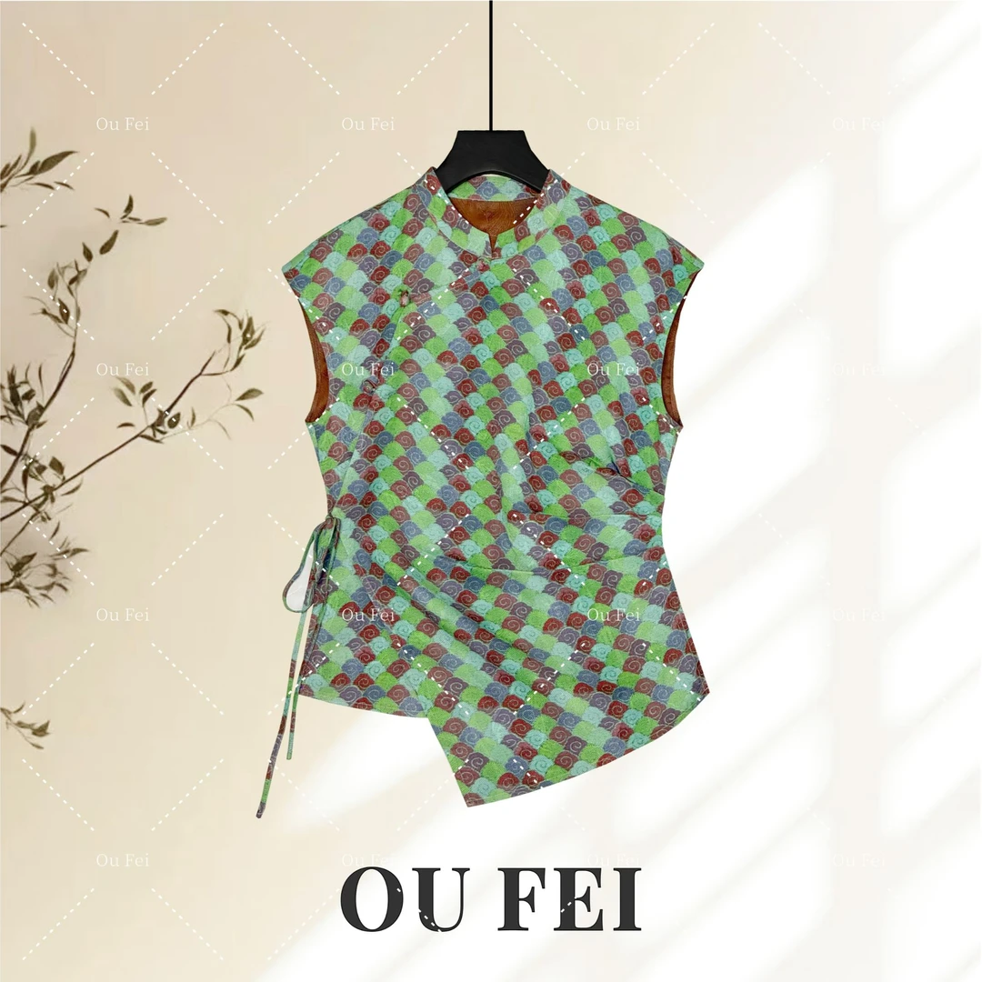 【春秋葵】 Ou新中式香云纱夏季薄款气质时尚高级中式小衫上衣8422