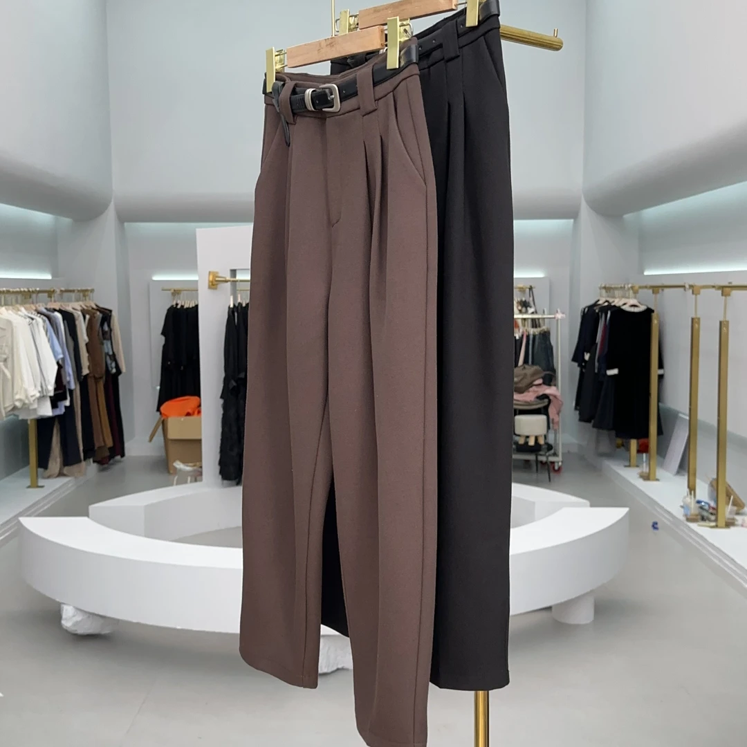 羊绒蚕丝设计高级百搭显瘦休闲秋冬拖地气质潮流宽松直筒裤运动裤