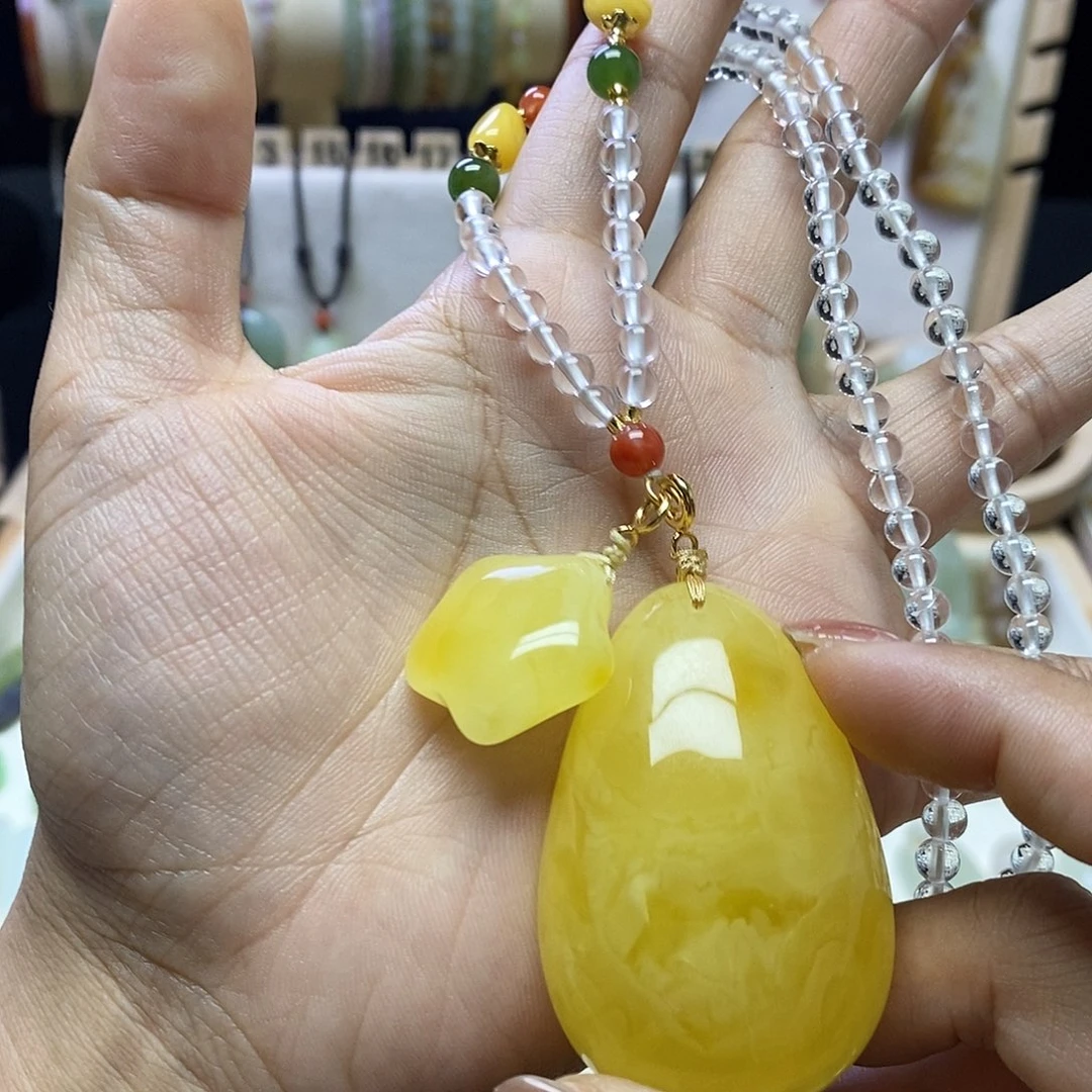 琥珀颈饰未镶嵌梧****雨定制不退不换