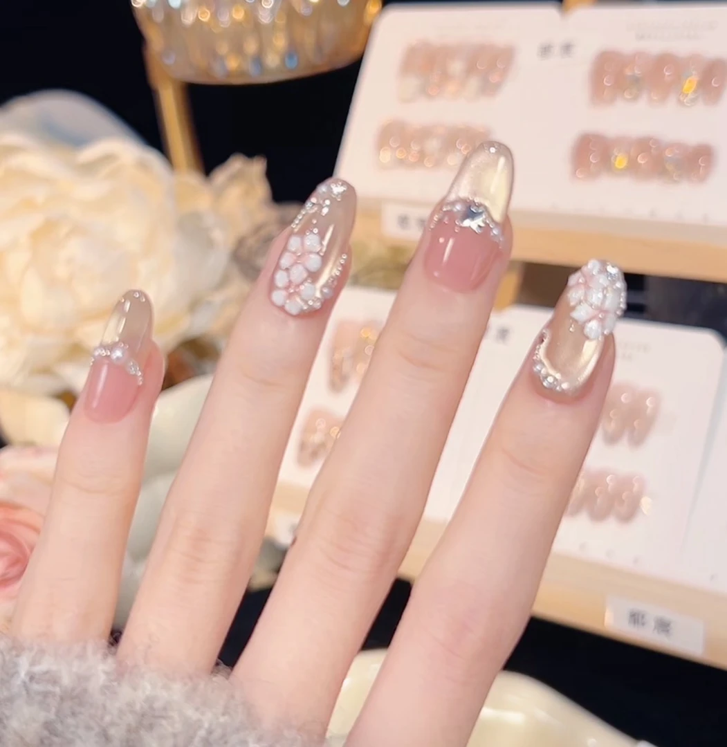 【海棠湾】纯手工穿戴甲气质款光疗美甲可拆卸贴片10片装