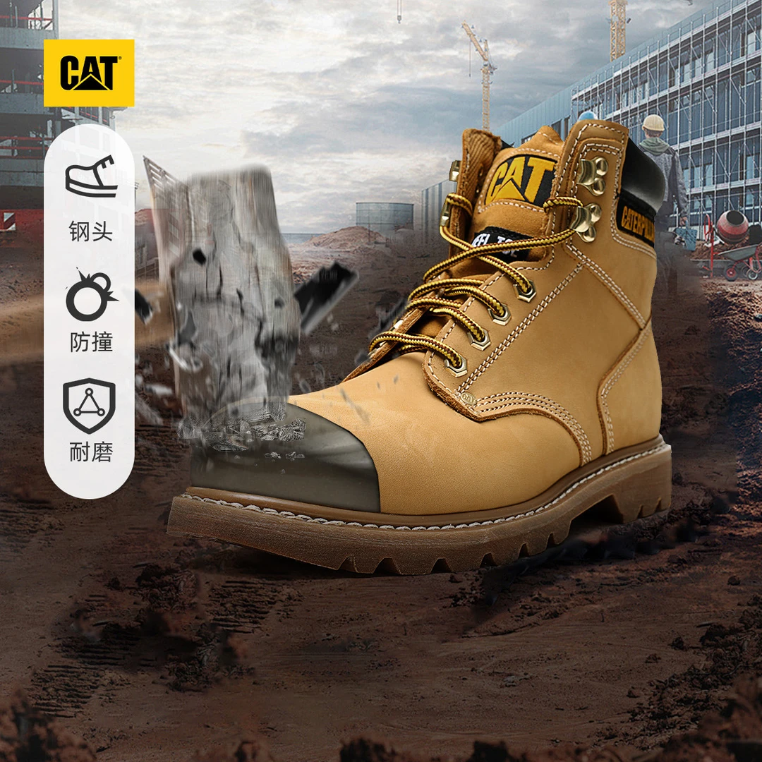 【高帮钢头固特异】CAT卡特秋冬新品男士休闲大黄靴耐磨防撞户外
