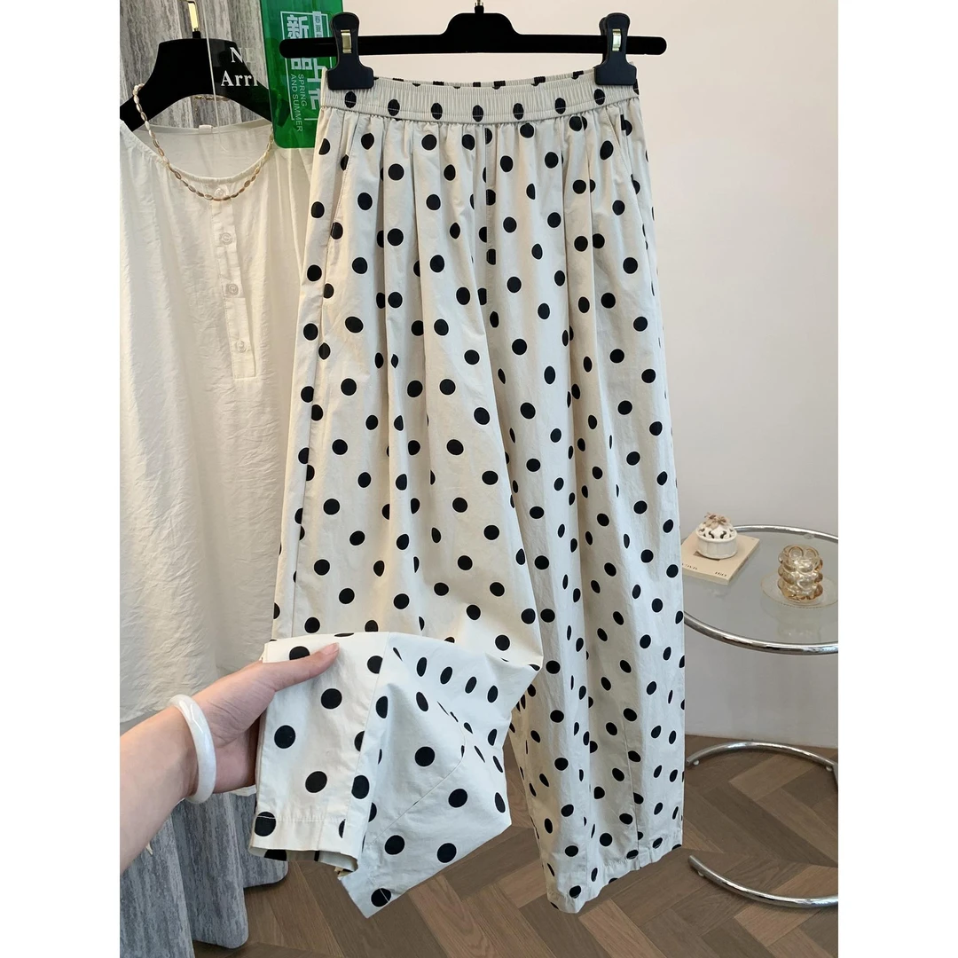 裤子薄款女新款爆款波点哈伦萝卜裤宽松百搭休闲裤九分裤