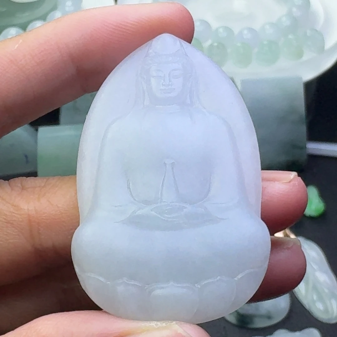 未镶嵌定制翡翠素衣观音