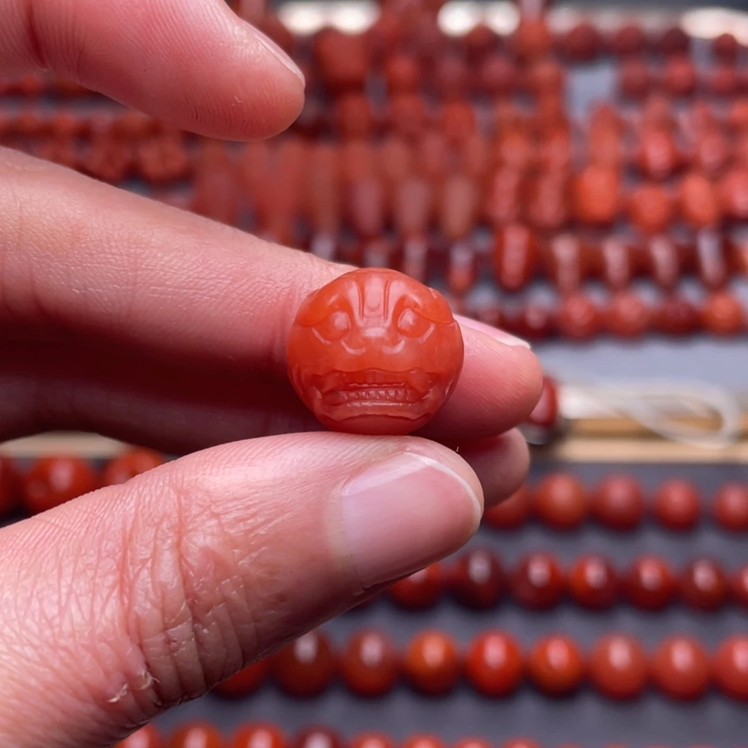 南红玛瑙未镶嵌其他W14保山柿子红貔貅珠