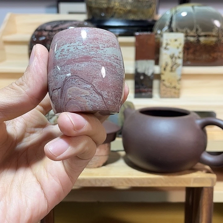 石材广西草花石国画石摆件