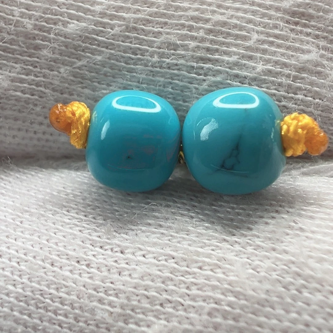 绿松石未镶嵌老型对珠6.8