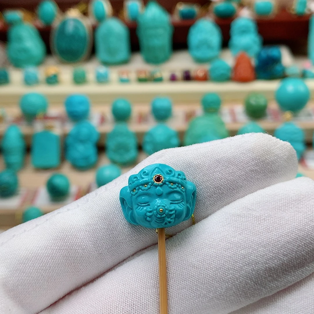 未镶嵌绿松石珠宝半成品小象头