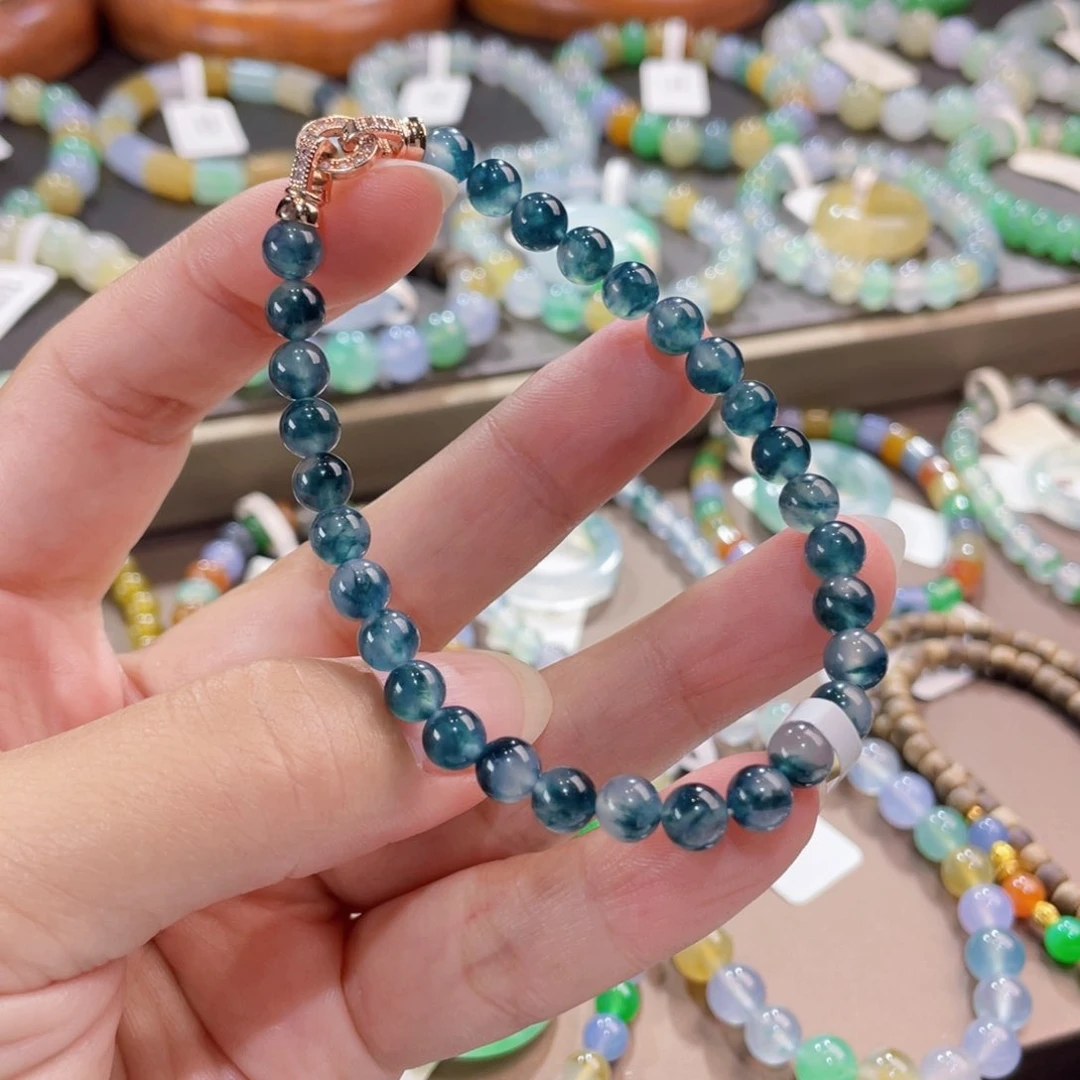 未镶嵌手链翡翠深邃高级，海蓝之谜卡6