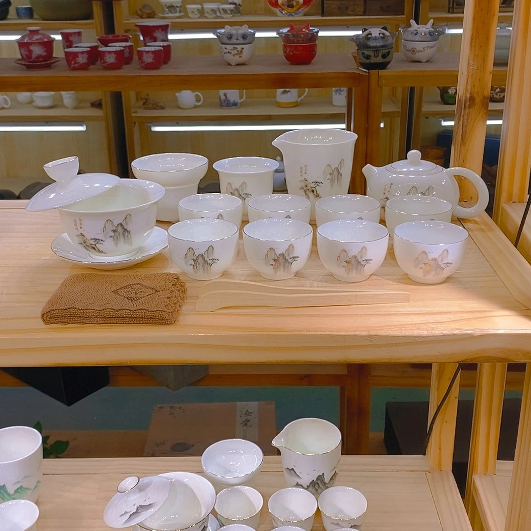 【不止】羊脂玉瓷茶具套装